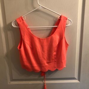 Hot pink crop top with lace up back